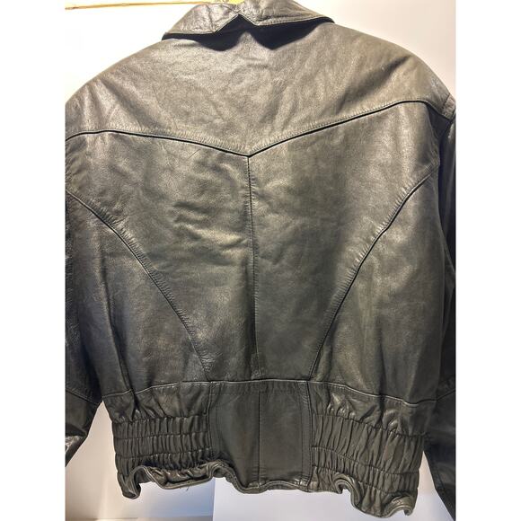 Vtg Euro Mono Of California Black Leather Jacket, Women’s Medium, Made in Korea - Picture 4 of 10